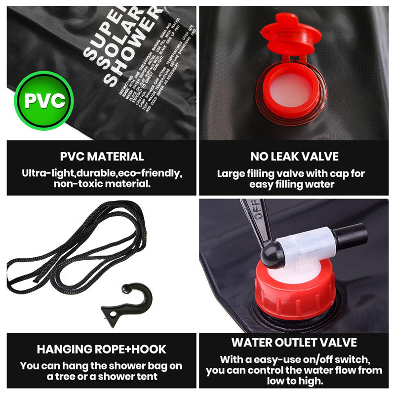 Outdoor Solar Shower Bag – Portable 20L Camping Shower with Heating EZKrea.com
