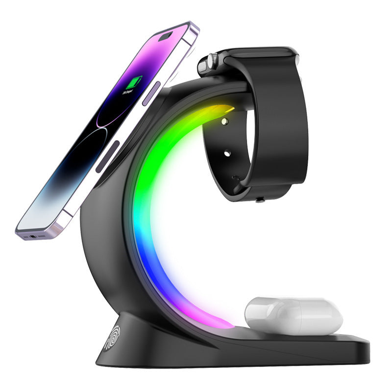 Wireless Charging Station 4-in-1 – Magnetic Fast Charger for iPhone, AirPods Pro & Apple Watch with Ambient Light EZKrea.com
