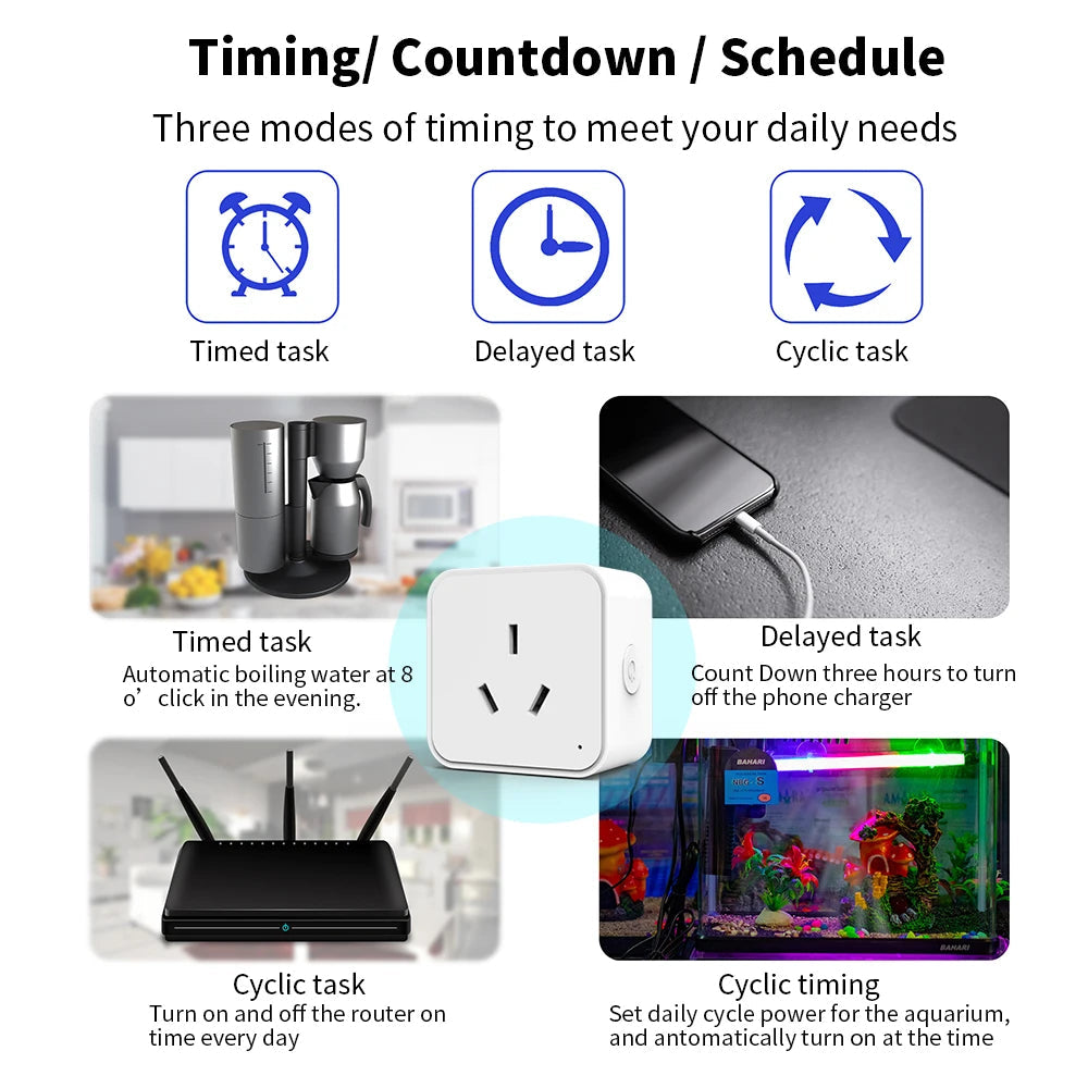 Tuya Smart WiFi Power Strip – AU Plug, Multi-Outlet Socket with Remote App Control, Timer & Voice Control via Alexa & Google Home Ezkrea