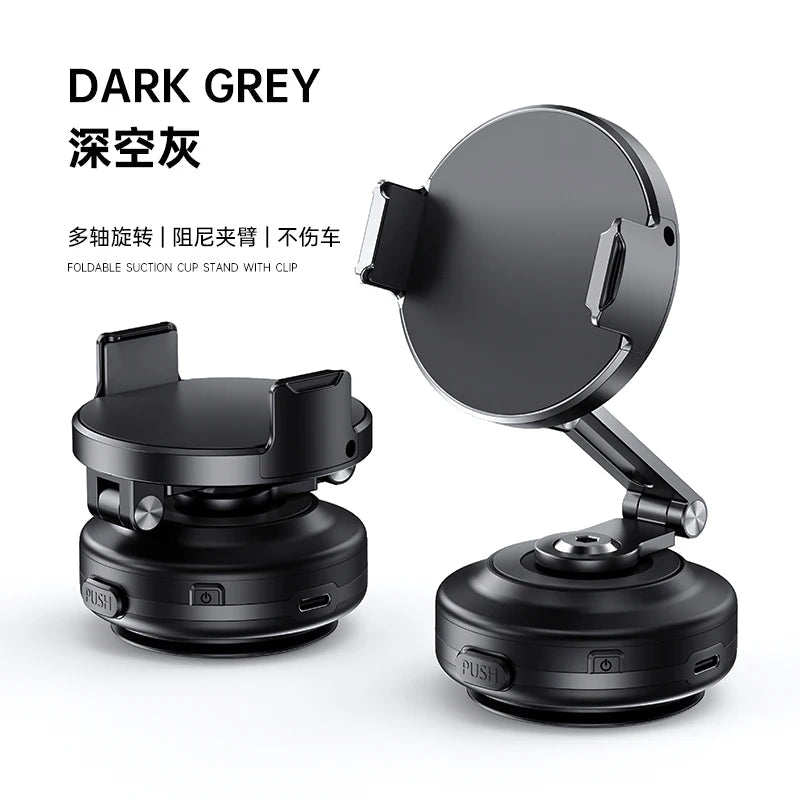 Magnetic Vacuum Adsorption Car Mount – 360° Rotatable Foldable Aluminum Alloy Phone Holder for Smartphones Ezkrea