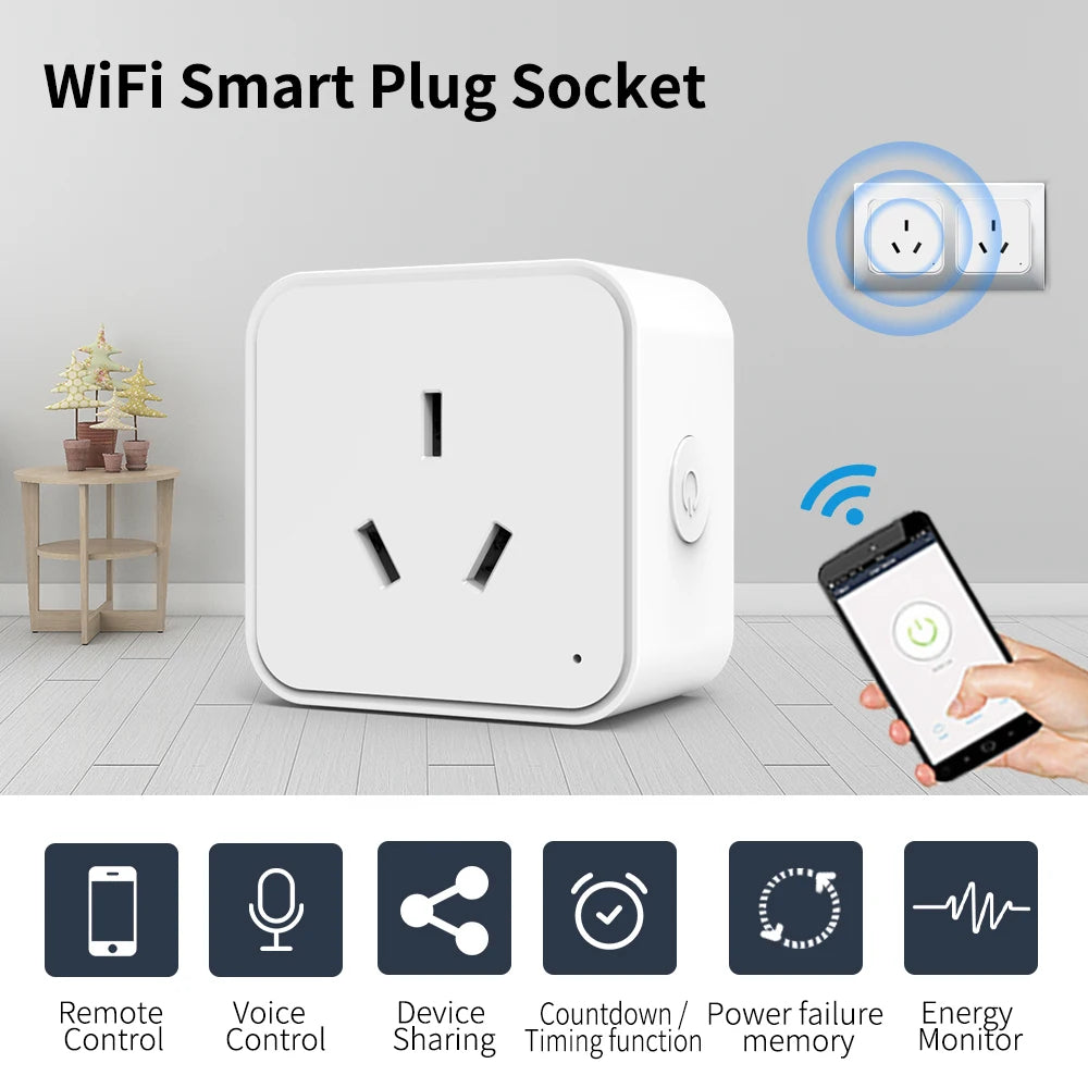 Tuya Smart WiFi Power Strip – AU Plug, Multi-Outlet Socket with Remote App Control, Timer & Voice Control via Alexa & Google Home Ezkrea