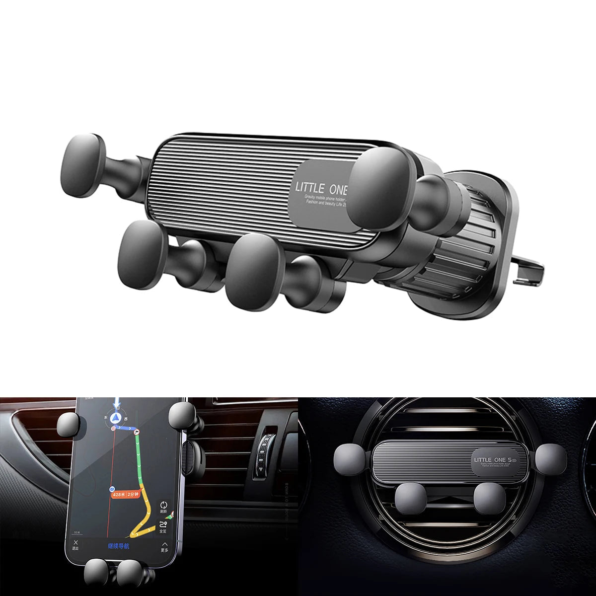 Gravity Car Phone Holder for 4.7–7 inch Phones – Universal Air Vent Mount, Shockproof GPS Clip Stand Ezkrea