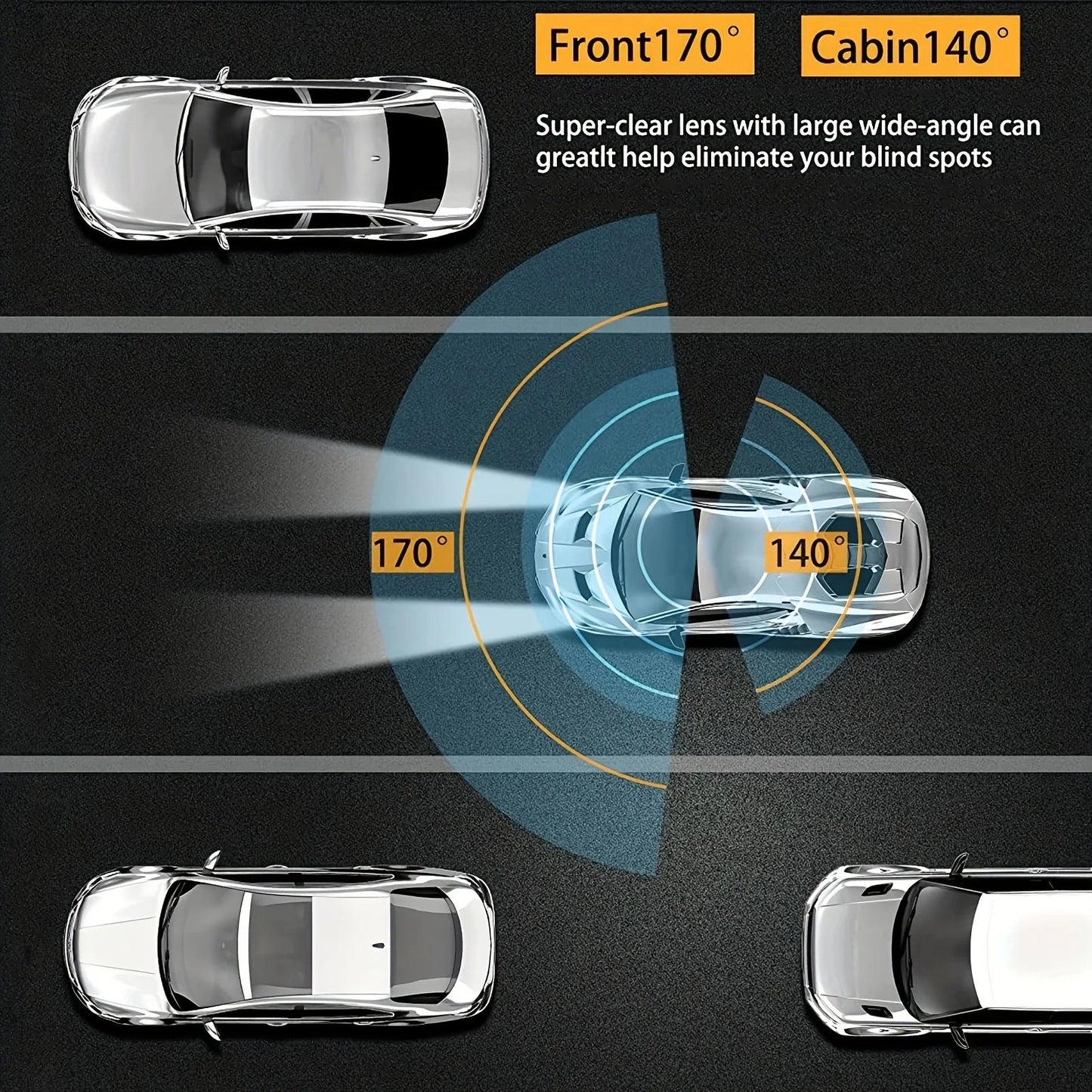 1080P WIFI Dual camera Dash Cam for cars,Front And Inside,car camera with IR Night Vision,Loop Recording,wide angle Car DVR Came Ezkrea