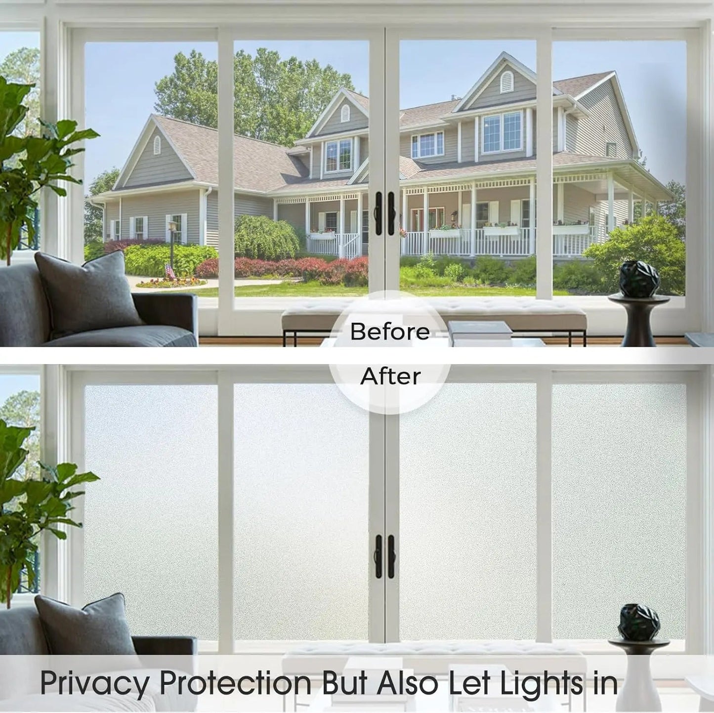 Frosted Window Privacy Film – No Glue Static Cling, Non-Adhesive Sun Blocking & Heat Control for Bathroom/Office/Glass Doors Ezkrea