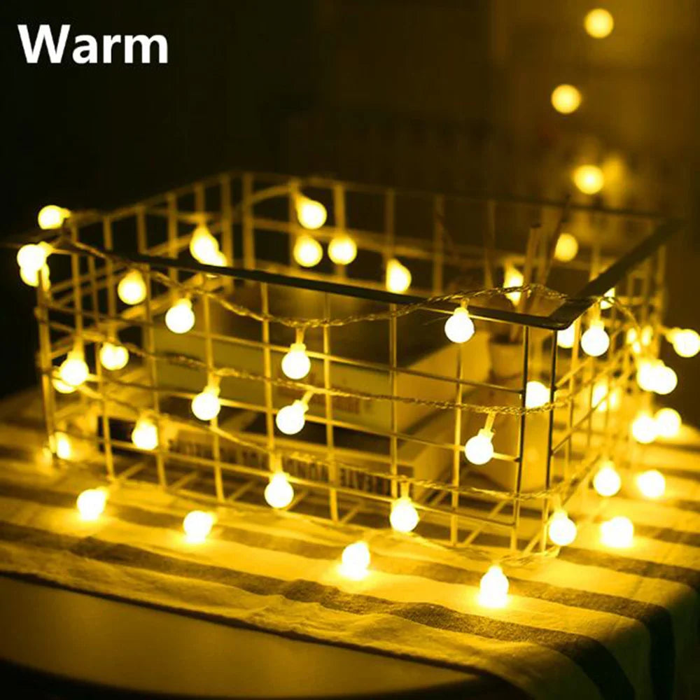 13M Ball LED String Lights Outdoor Ball Chain Lights Garland Lamps Bulb Fairy Lights Party Home Wedding Garden Christmas Decor Ezkrea