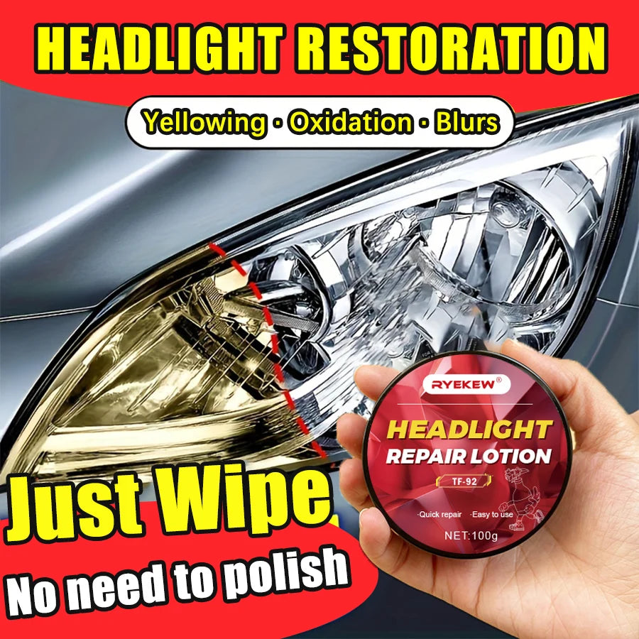 Car Headlight Restoration Polishing Kits Headlamp Scratch Remover Repair Cleaning Paste Remove Oxidation Headlight Polish Liquid Ezkrea