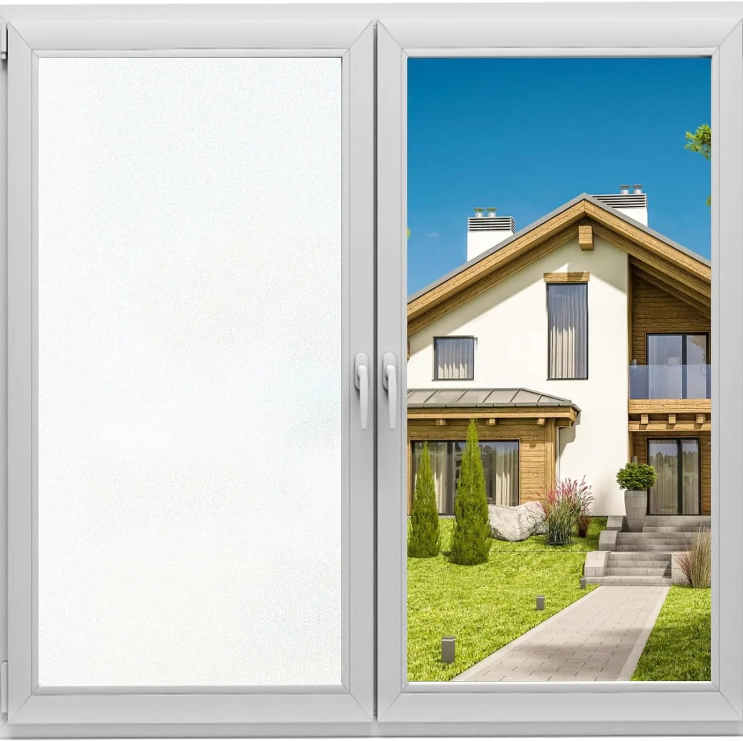 Frosted Window Privacy Film – No Glue Static Cling, Non-Adhesive Sun Blocking & Heat Control for Bathroom/Office/Glass Doors Ezkrea