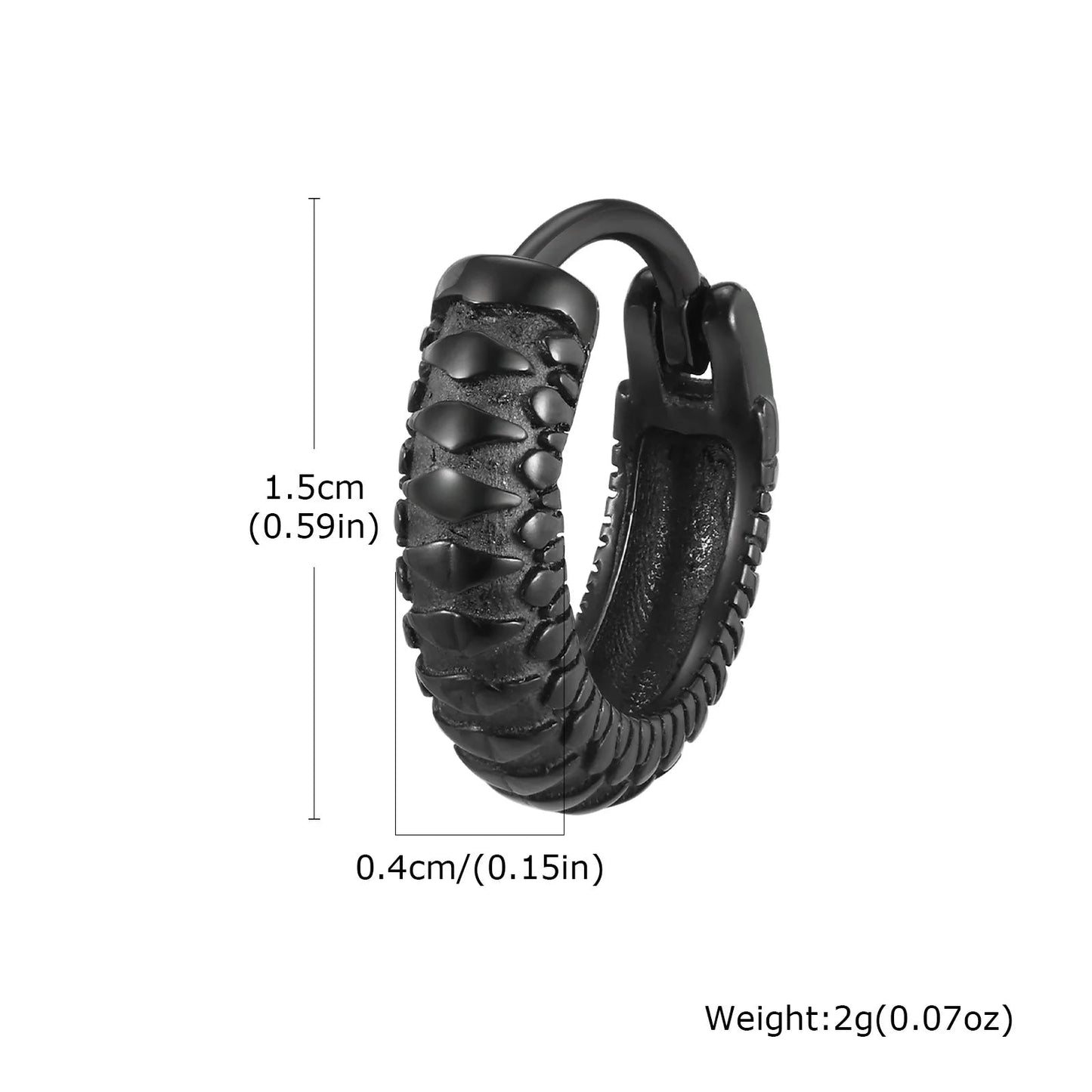 Snake Textured Hoop Earrings for Men, Anti Allergy Stainless Steel Animal Huggies Hoop Earrings,Male Earring Jewelry Gift Ezkrea