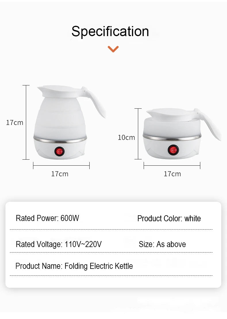 Foldable & Portable Electric Travel Kettle – 600ML, 220V, Fast Boiling Water Heater EZKrea.com
