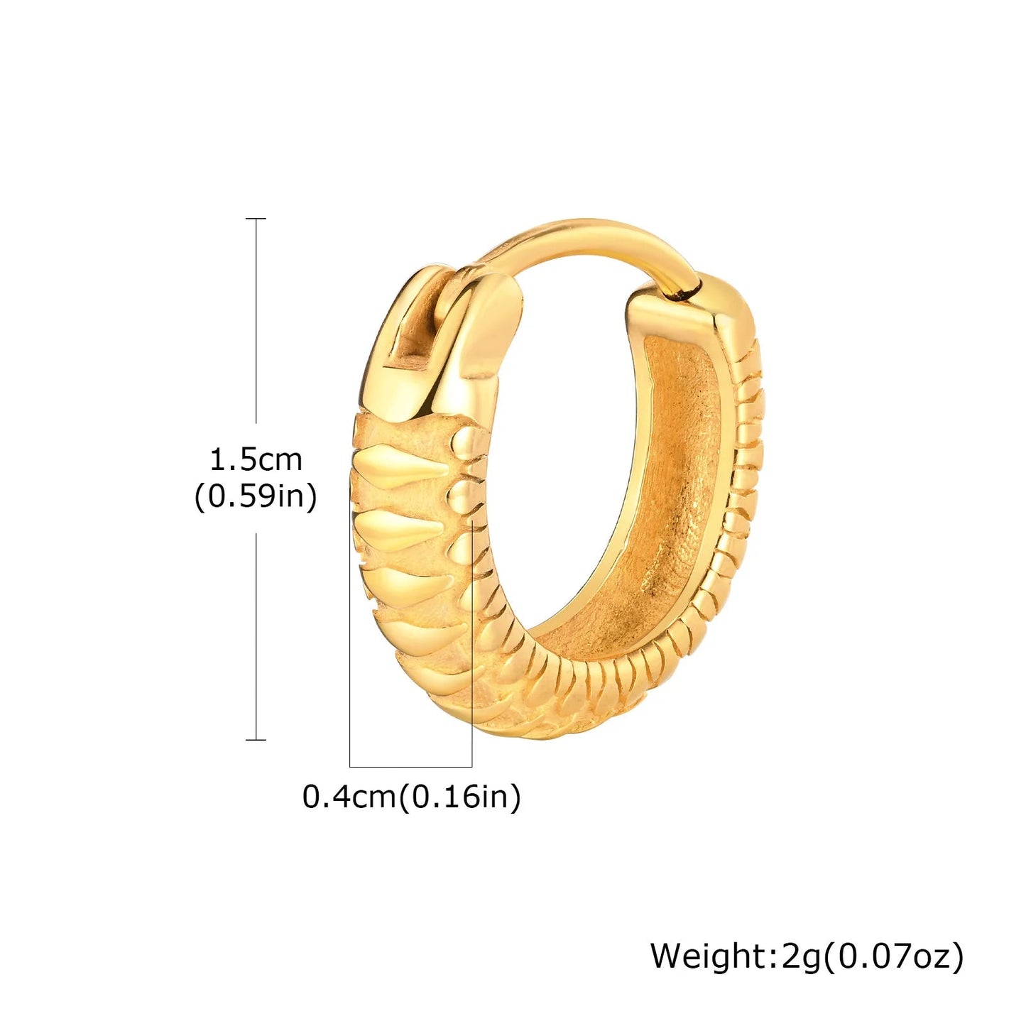 Snake Textured Hoop Earrings for Men, Anti Allergy Stainless Steel Animal Huggies Hoop Earrings,Male Earring Jewelry Gift Ezkrea