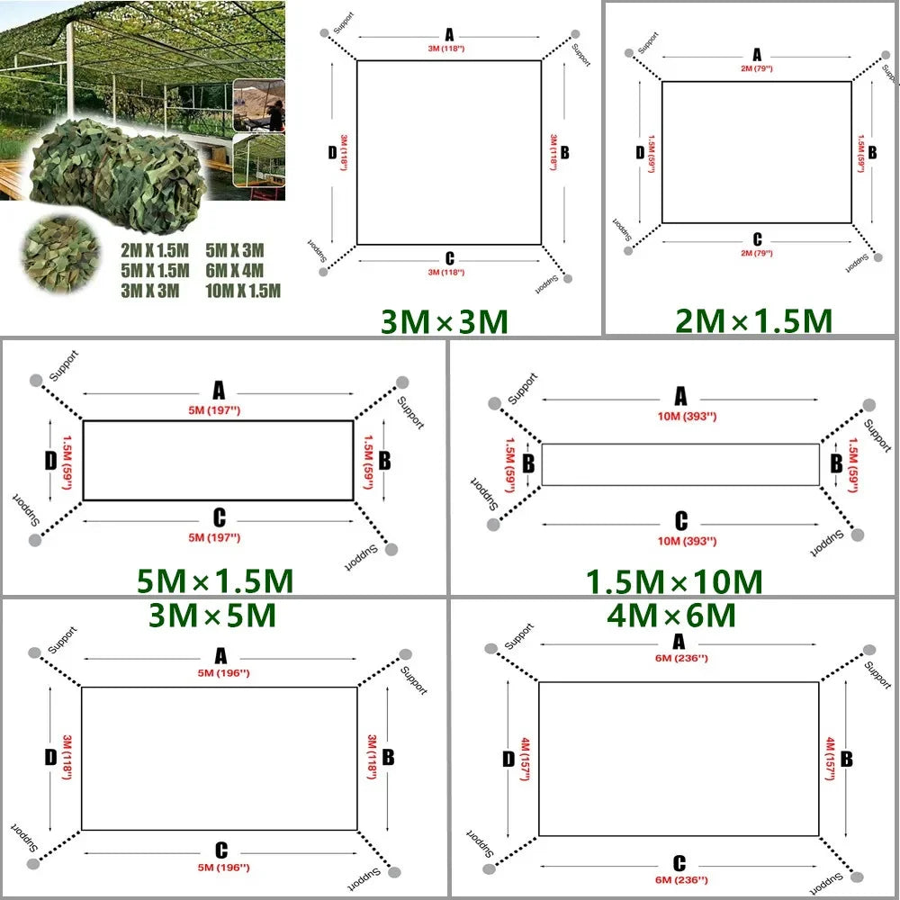 Camo Netting Camouflage Mesh – Sunshade & Hunting Cover (Multiple Sizes) Ezkrea