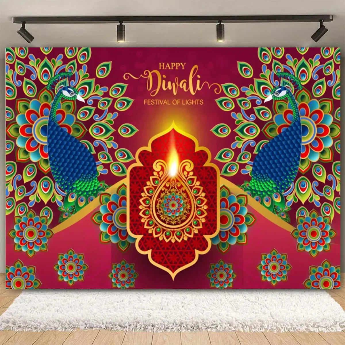 Indian Traditional Backdrop Photo Festival Party Candle Fireworks Mural Hindu Indian Wedding Holi Flower Anniversary Background Ezkrea