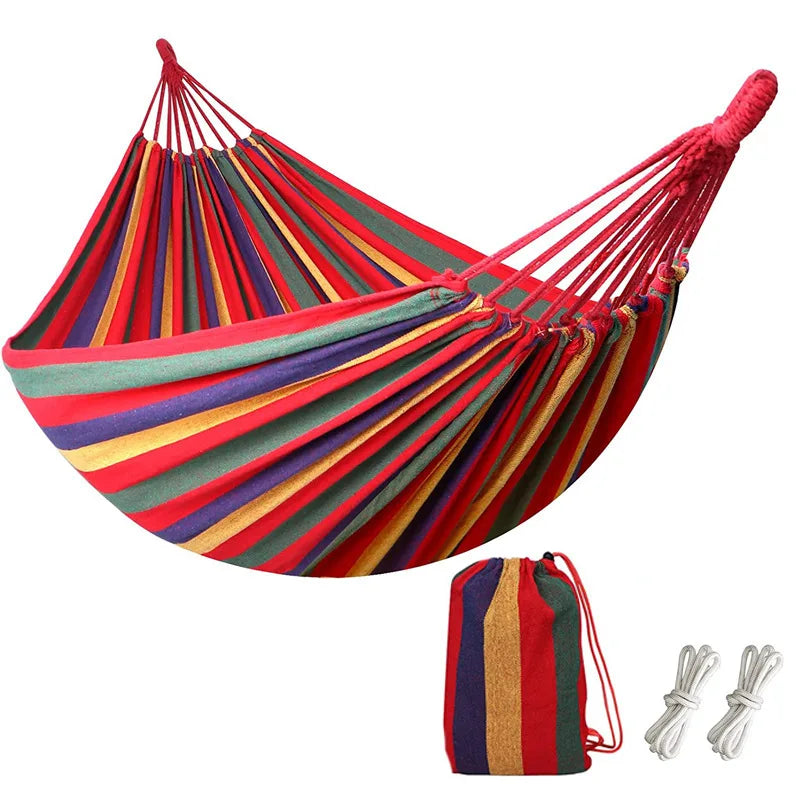 Outdoor Canvas Hammock – Heavy-Duty Swing Bed with Tree Ropes, 200kg Load Capacity for Camping, Garden, Patio, Backyard Ezkrea