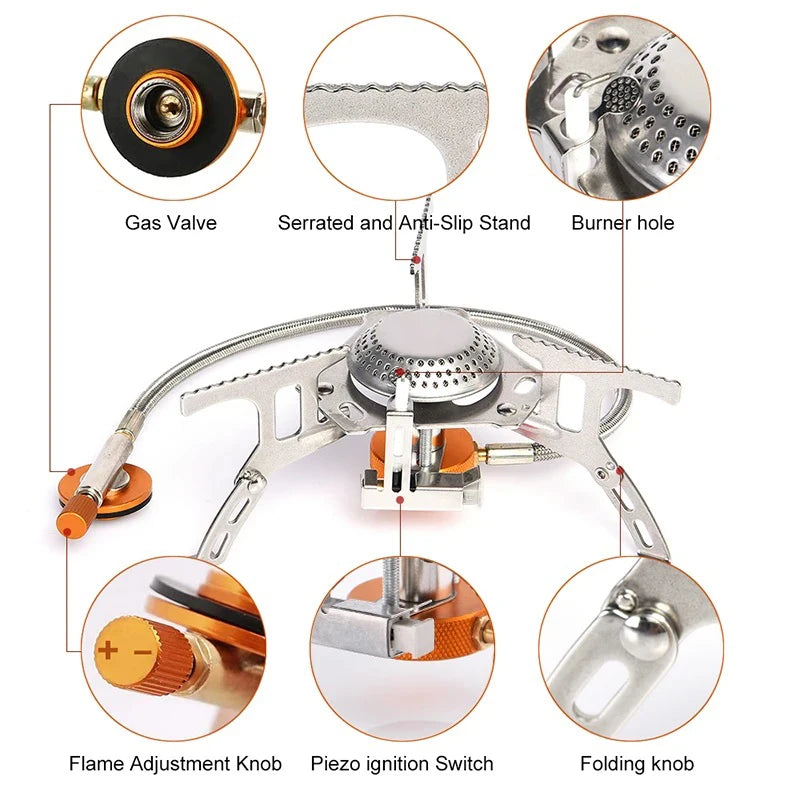 Portable Folding Camping Gas Stove – 3500W Outdoor Backpacking Burner for Cooking, Hiking & Picnic Use Ezkrea