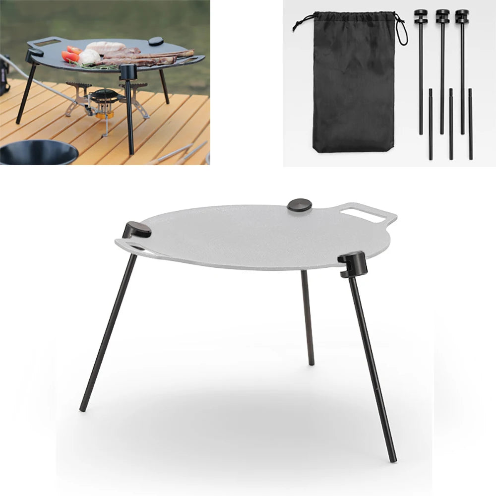 Outdoor BBQ Tripod Stand – Adjustable Detachable Grill & Pot Rack with Chain for Camping & Cooking Ezkrea