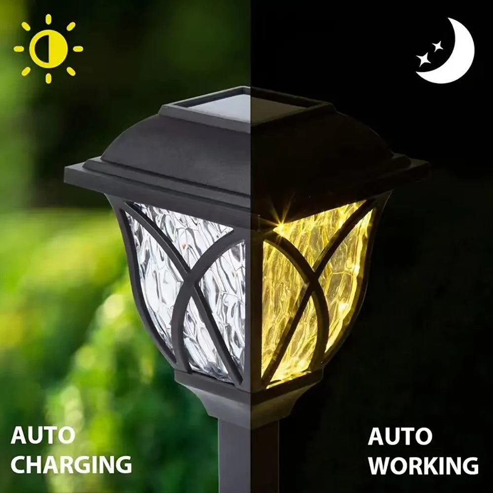 2pcs LED Solar Lawn Lights Outdoor Waterproof Garden Pathway Lamps Warm Light for Villa Courtyard Landscape Decoration Miflame Ezkrea