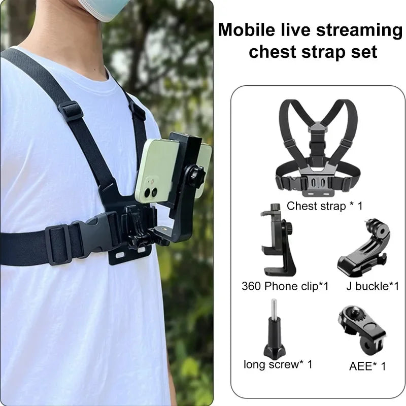 5 in 1 Mobile Phone Chest Strap Mounting Holder First Angle Video Record life Phone Bracket Fixed Live Broadcast Accessories Ezkrea