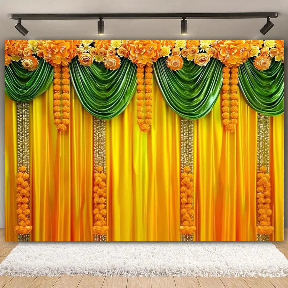 Indian Traditional Backdrop Photo Festival Party Candle Fireworks Mural Hindu Indian Wedding Holi Flower Anniversary Background Ezkrea