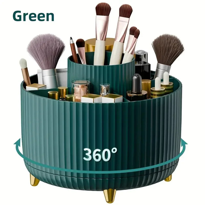 Rotating Makeup Brush Holder 360° – 5 Slot Cosmetic Organizer for Vanity, Desk & Bathroom Storage Ezkrea