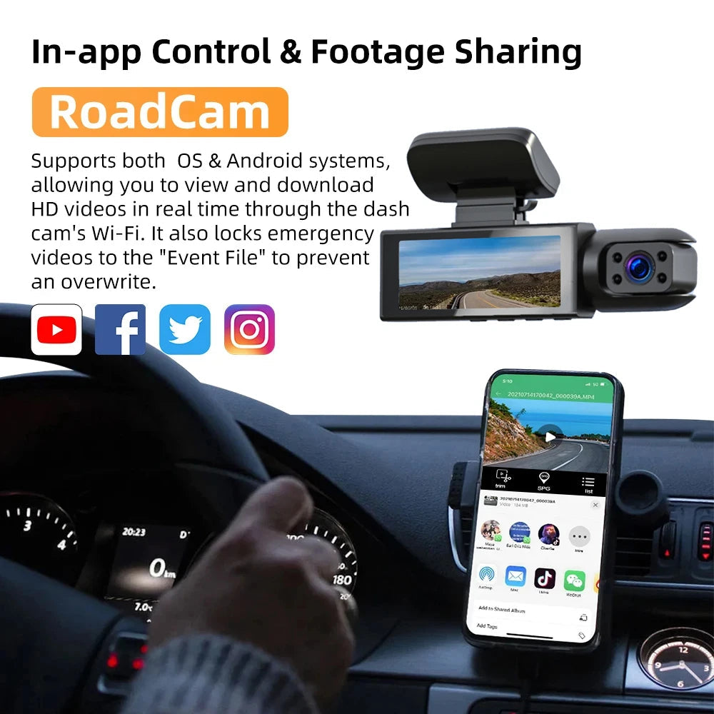 1080P WIFI Dual camera Dash Cam for cars,Front And Inside,car camera with IR Night Vision,Loop Recording,wide angle Car DVR Came Ezkrea