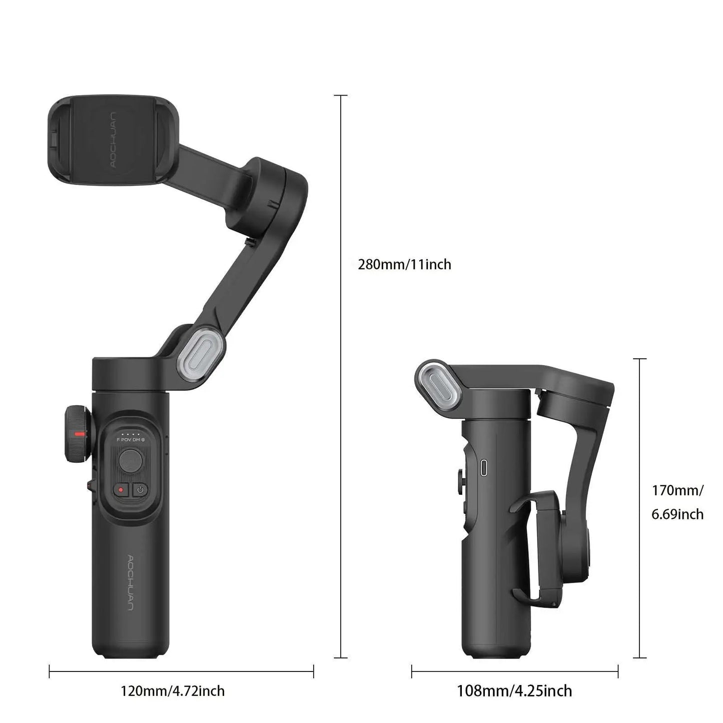 Smart XE 3-Axis Gimbal Stabilizer w/ Fill Light – Face Tracking, Vlogging & TikTok Ready for iPhone & Android Smartphones Ezkrea