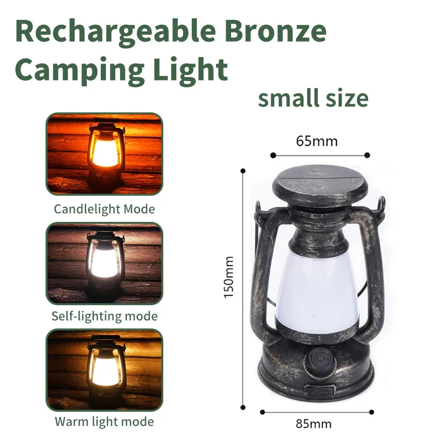 USB Rechargeable & Solar Camping Lantern – Portable Outdoor Tent Light with 3 Dimming Modes & Hanging Design Ezkrea