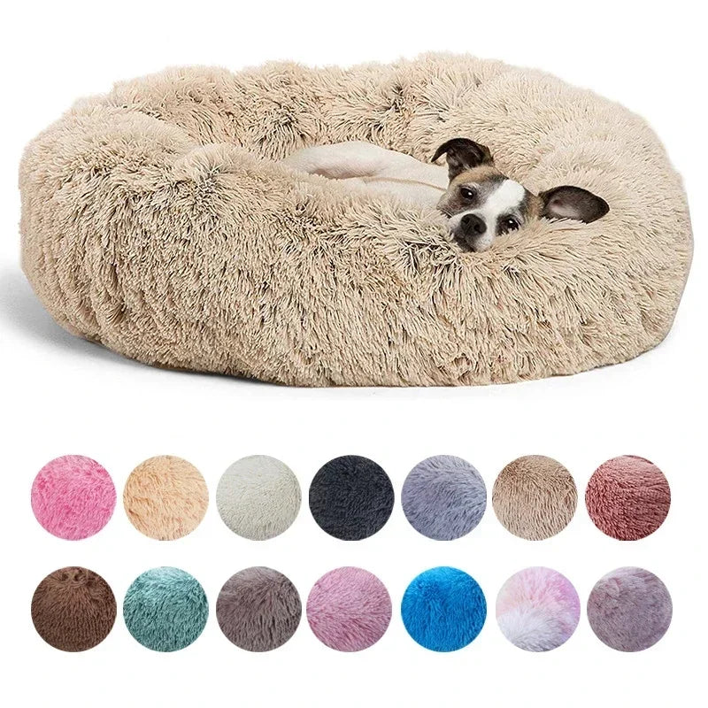 40-90cm Round Pet Bed for Large Dog Bed Super Soft Cat Bed Long Plush Dog House for Medium Dog House Winter Warm Sleeping Ezkrea