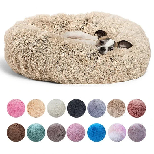 40-90cm Round Pet Bed for Large Dog Bed Super Soft Cat Bed Long Plush Dog House for Medium Dog House Winter Warm Sleeping Ezkrea