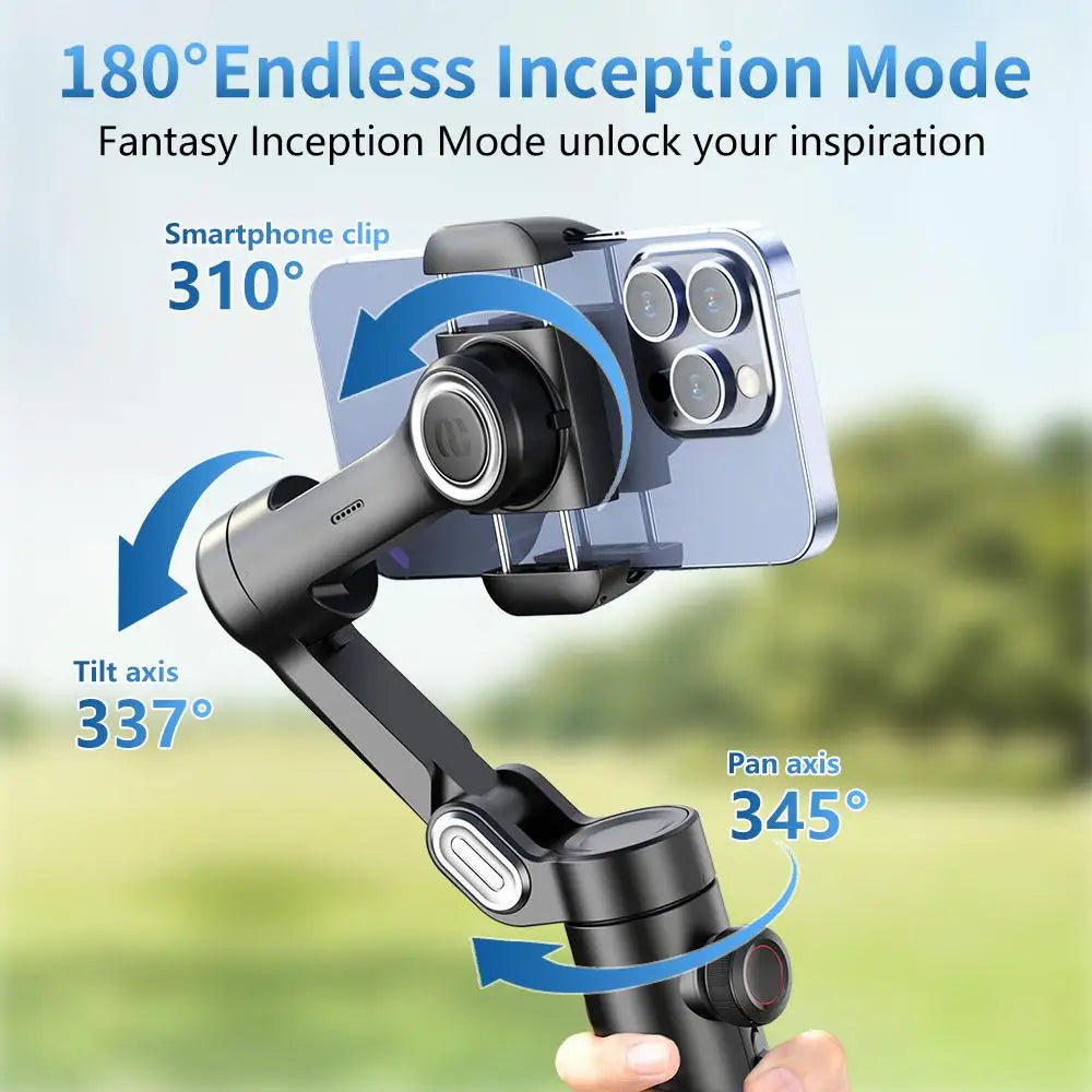 Smart XE 3-Axis Gimbal Stabilizer w/ Fill Light – Face Tracking, Vlogging & TikTok Ready for iPhone & Android Smartphones Ezkrea