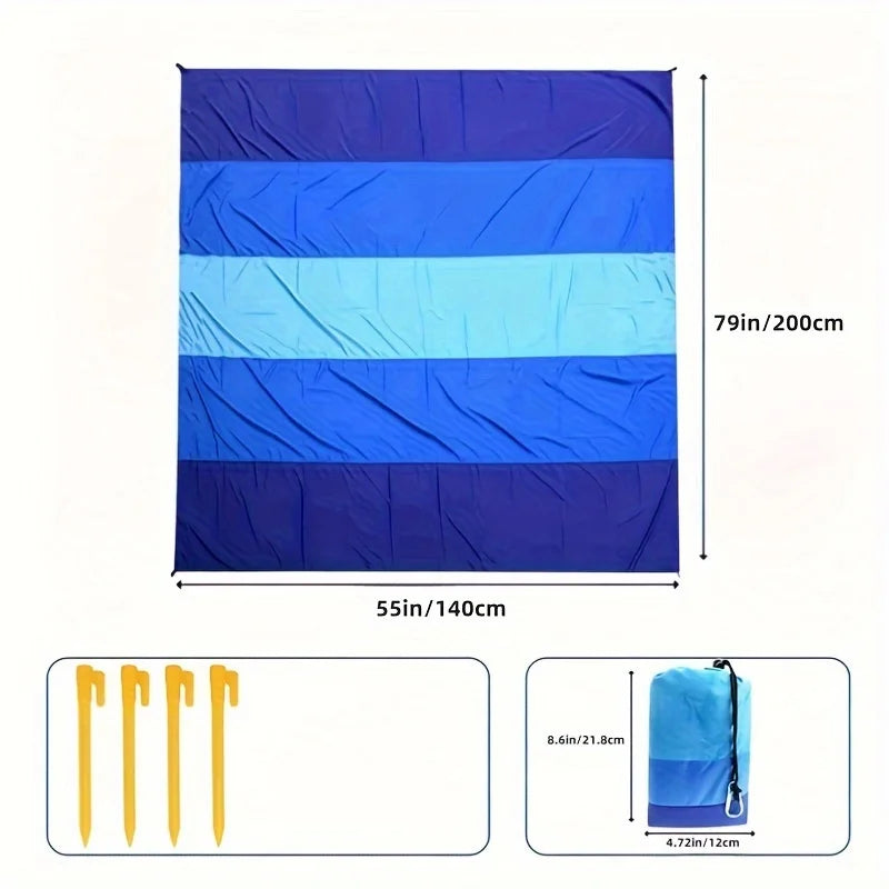 Quick-Dry Waterproof Beach Blanket – Sandproof, Compact & Lightweight – Ideal for Camping, Travel, Hiking & Outdoor Picnics with Carry Bag Ezkrea