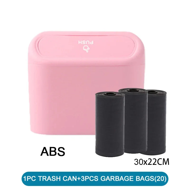 Trash Can for Car with Lid – Leak-Proof Mini Bin with 60/300 Bags | Compact Car Garbage Holder & Organizer Accessory Ezkrea