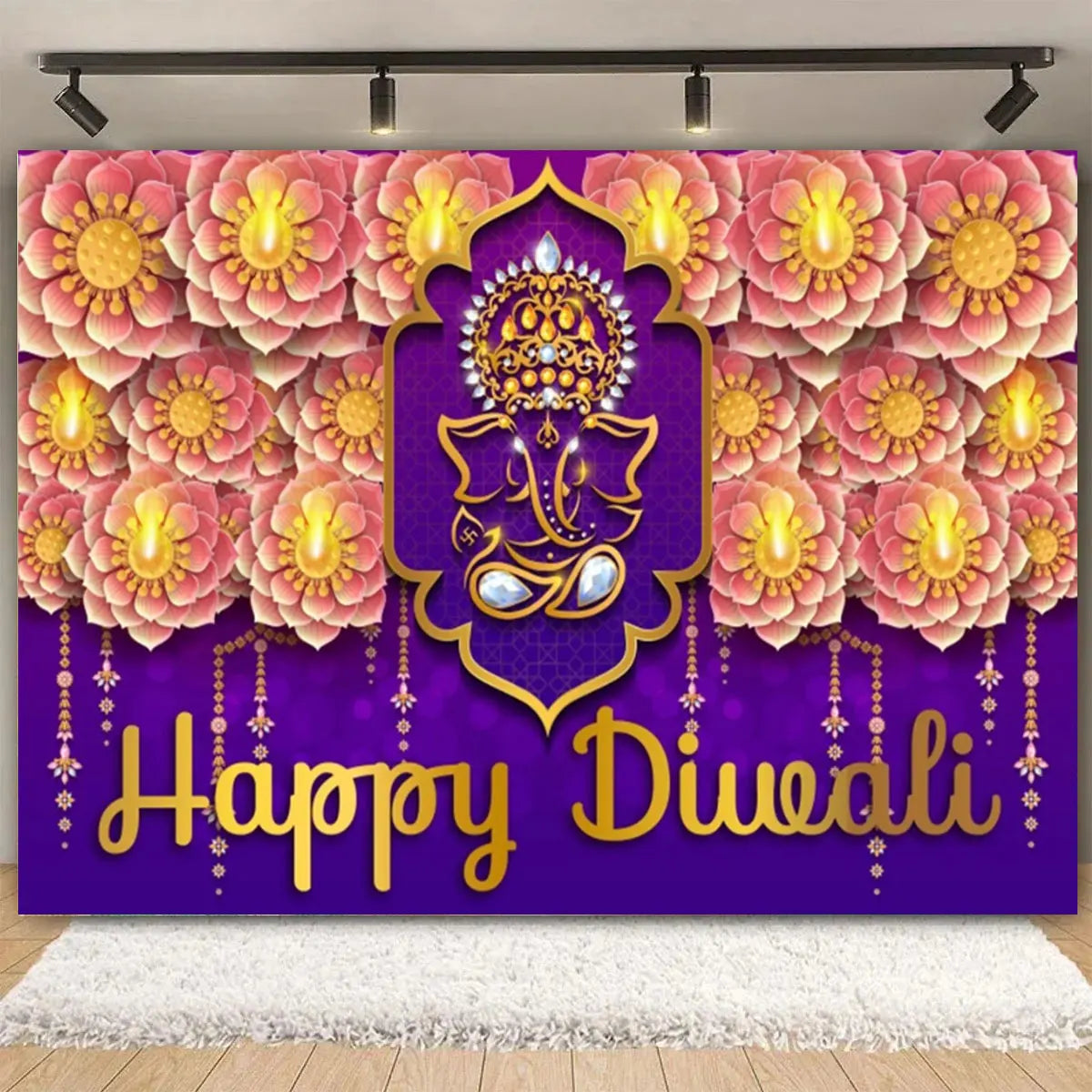 Indian Traditional Backdrop Photo Festival Party Candle Fireworks Mural Hindu Indian Wedding Holi Flower Anniversary Background Ezkrea