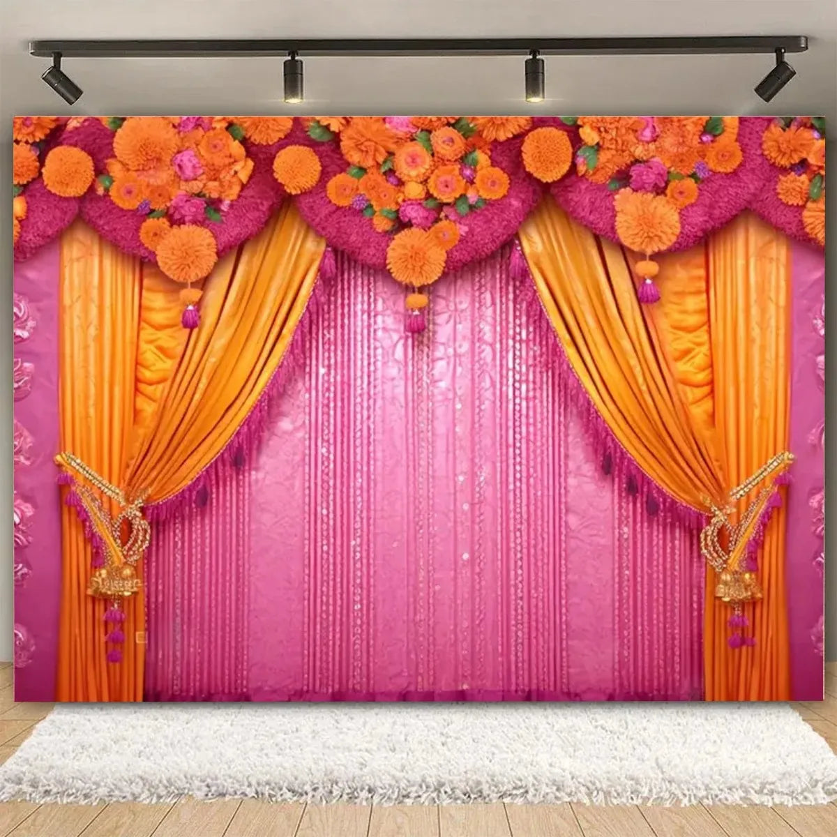 Indian Traditional Backdrop Photo Festival Party Candle Fireworks Mural Hindu Indian Wedding Holi Flower Anniversary Background Ezkrea