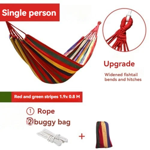 Outdoor Canvas Hammock – Heavy-Duty Swing Bed with Tree Ropes, 200kg Load Capacity for Camping, Garden, Patio, Backyard Ezkrea