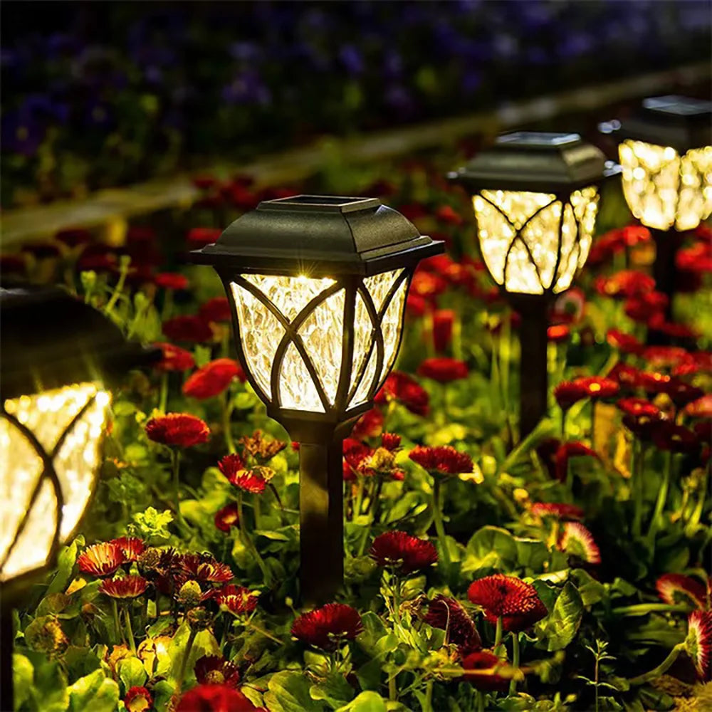 2pcs LED Solar Lawn Lights Outdoor Waterproof Garden Pathway Lamps Warm Light for Villa Courtyard Landscape Decoration Miflame Ezkrea