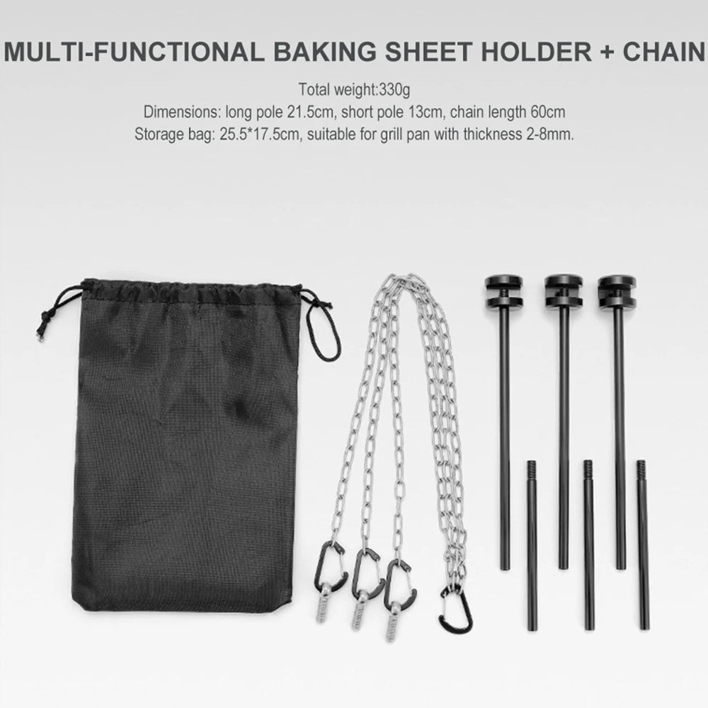 Outdoor BBQ Tripod Stand – Adjustable Detachable Grill & Pot Rack with Chain for Camping & Cooking Ezkrea