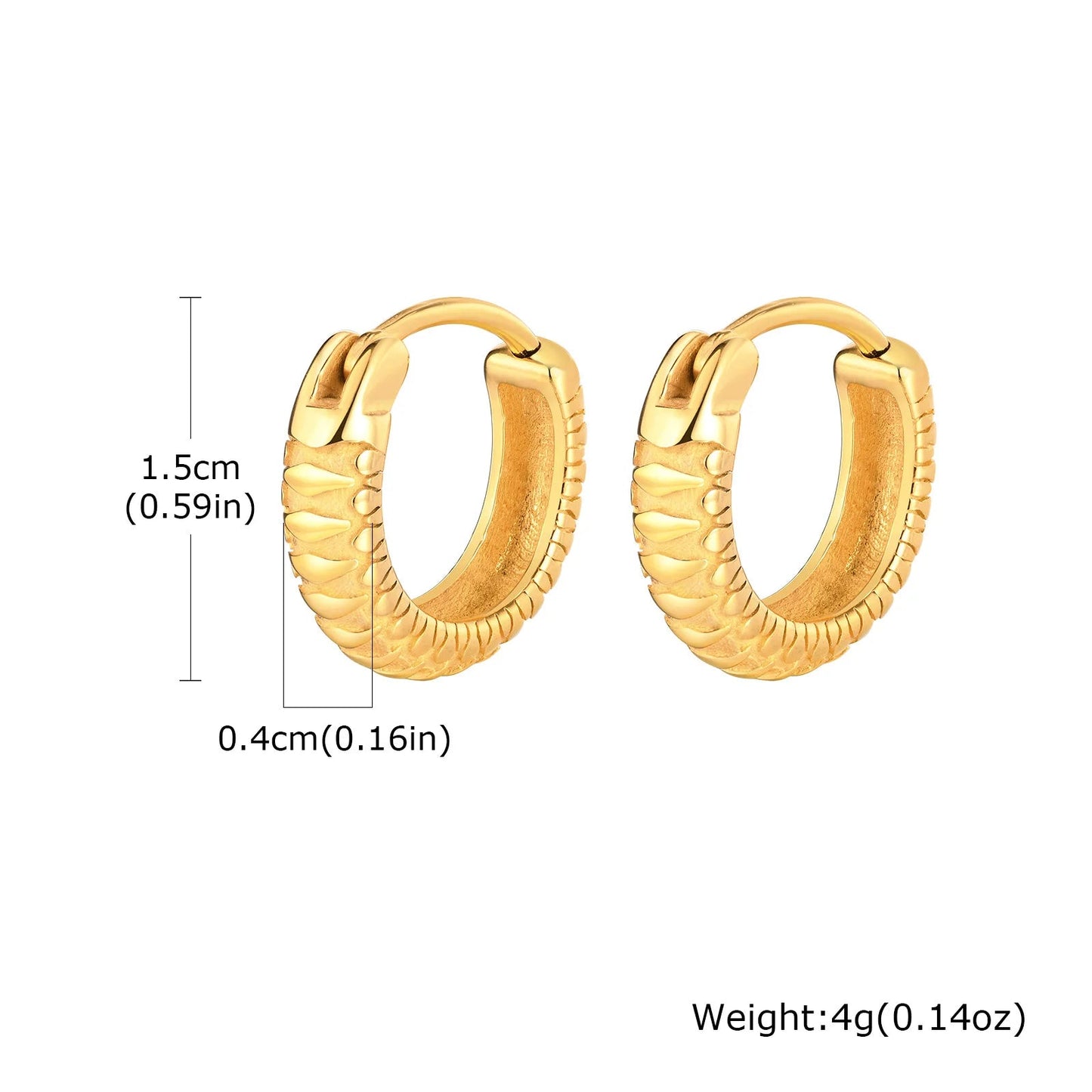 Snake Textured Hoop Earrings for Men, Anti Allergy Stainless Steel Animal Huggies Hoop Earrings,Male Earring Jewelry Gift Ezkrea
