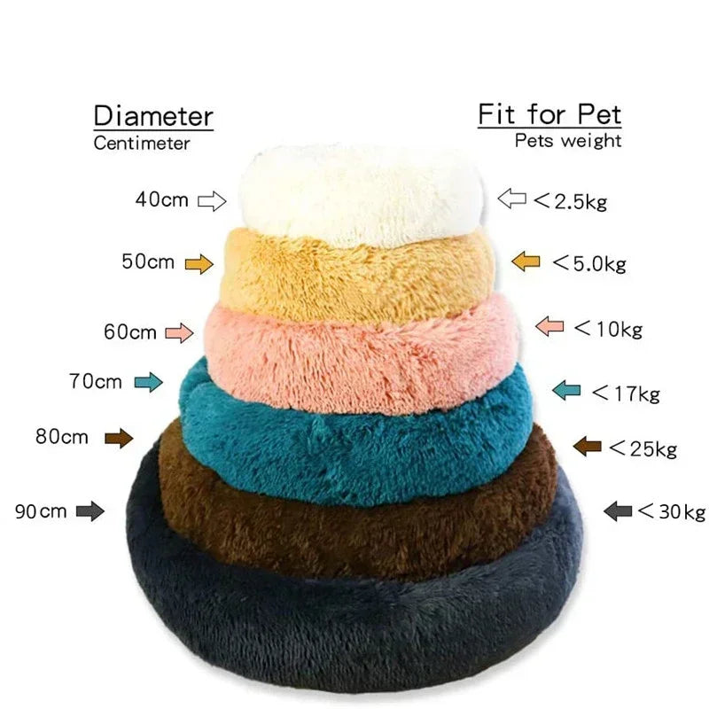 40-90cm Round Pet Bed for Large Dog Bed Super Soft Cat Bed Long Plush Dog House for Medium Dog House Winter Warm Sleeping Ezkrea