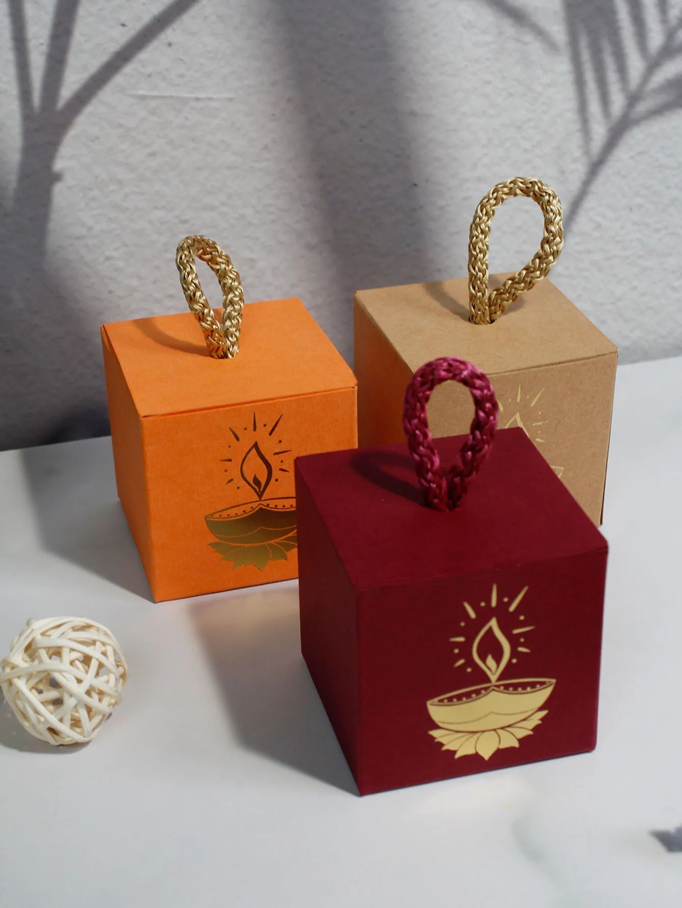 Diwali Indian Festival Candy Box, Lantern Festival, Drive Away Darkness with Light Festival Candy Box, Square Box Ezkrea