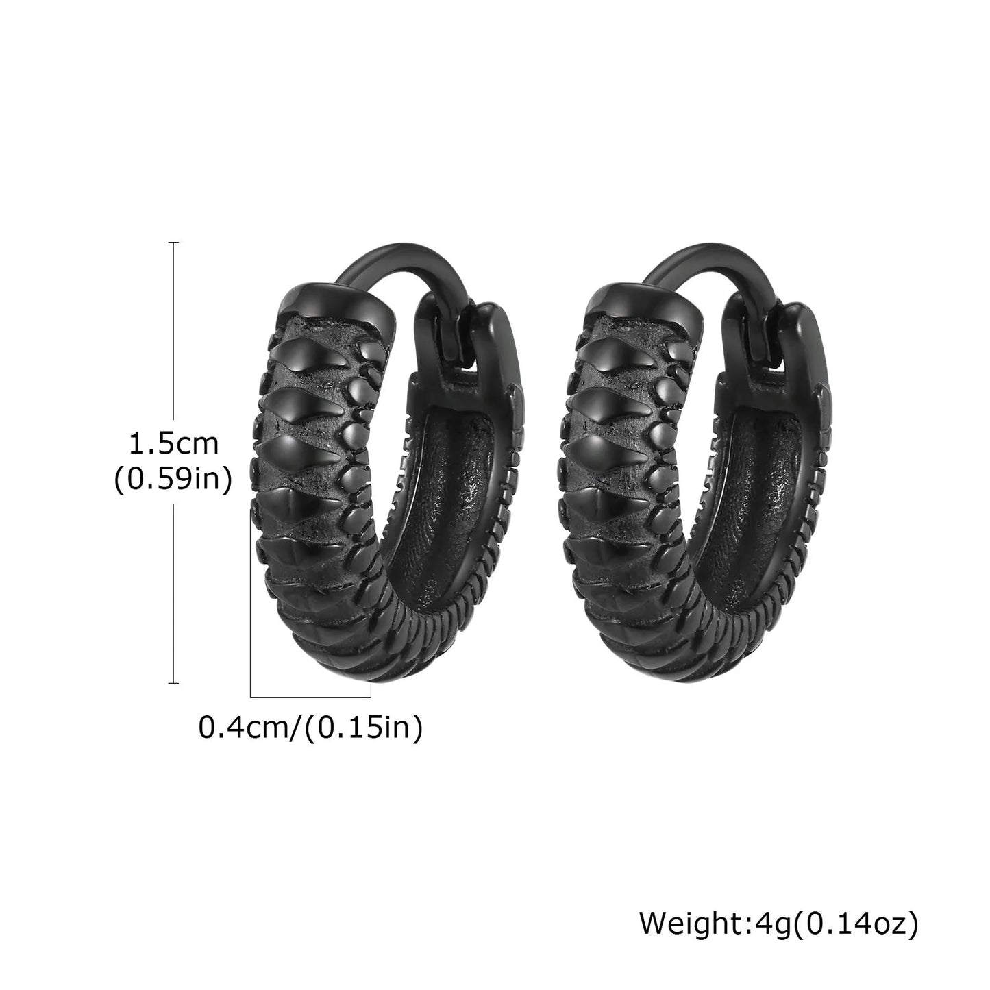 Snake Textured Hoop Earrings for Men, Anti Allergy Stainless Steel Animal Huggies Hoop Earrings,Male Earring Jewelry Gift Ezkrea