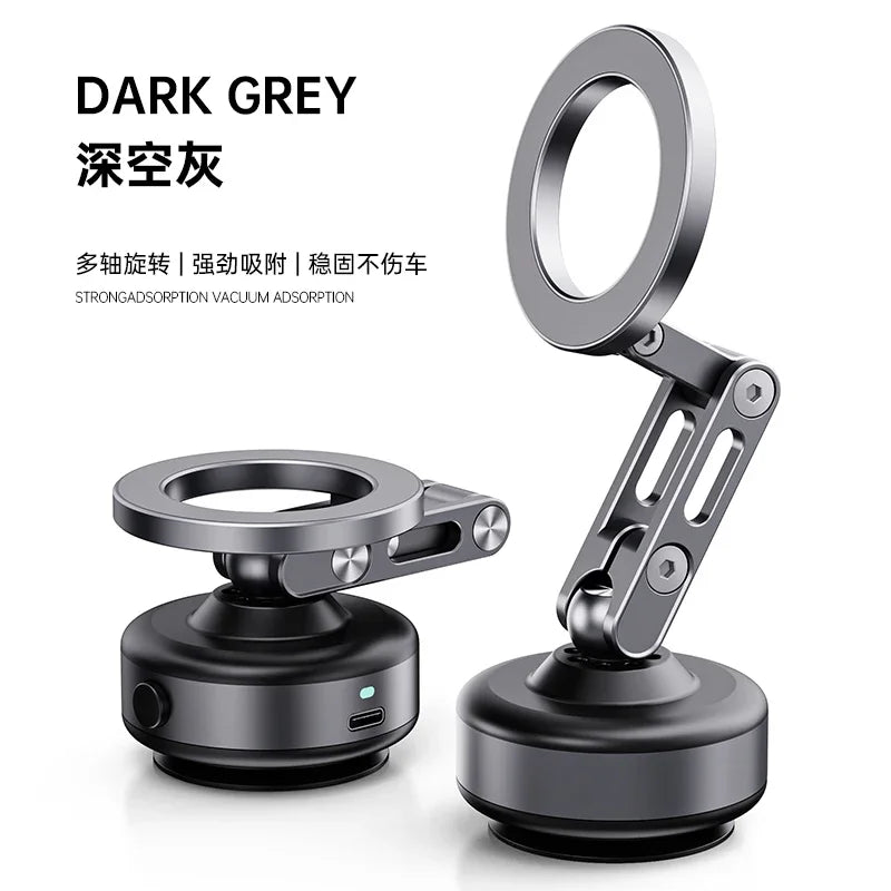 Magnetic Vacuum Adsorption Car Mount – 360° Rotatable Foldable Aluminum Alloy Phone Holder for Smartphones Ezkrea