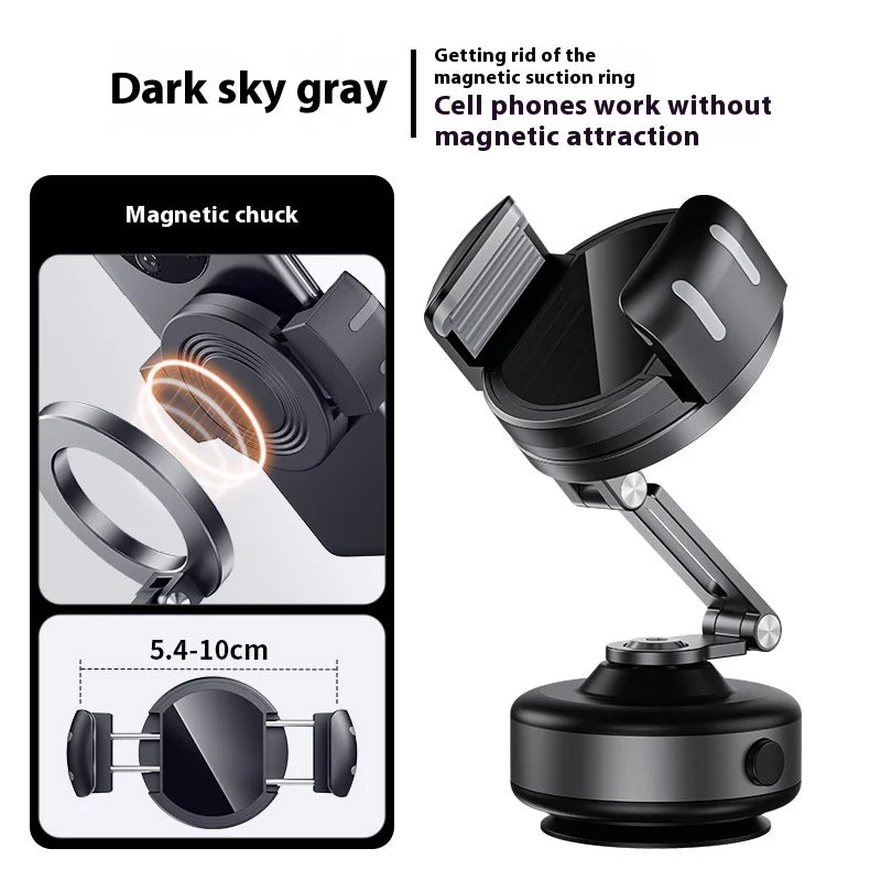 Magnetic Vacuum Adsorption Car Mount – 360° Rotatable Foldable Aluminum Alloy Phone Holder for Smartphones Ezkrea