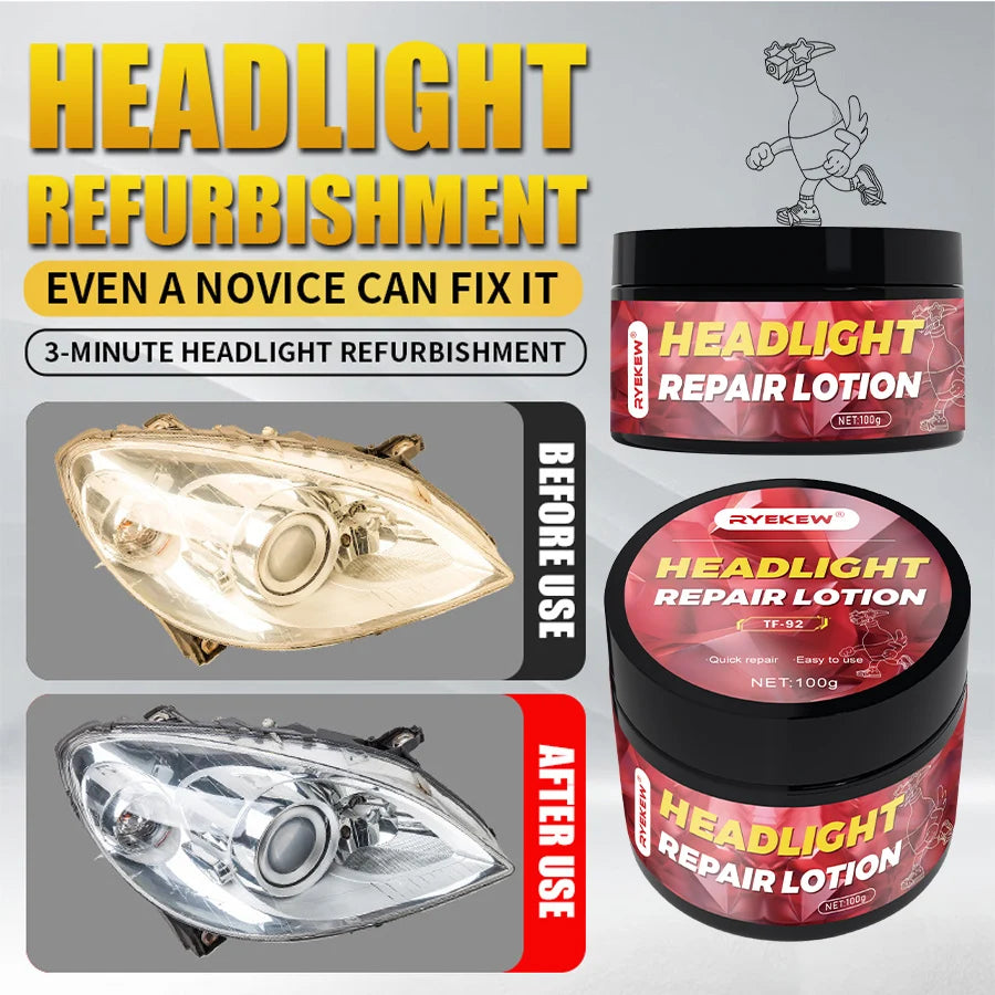 Car Headlight Restoration Polishing Kits Headlamp Scratch Remover Repair Cleaning Paste Remove Oxidation Headlight Polish Liquid Ezkrea