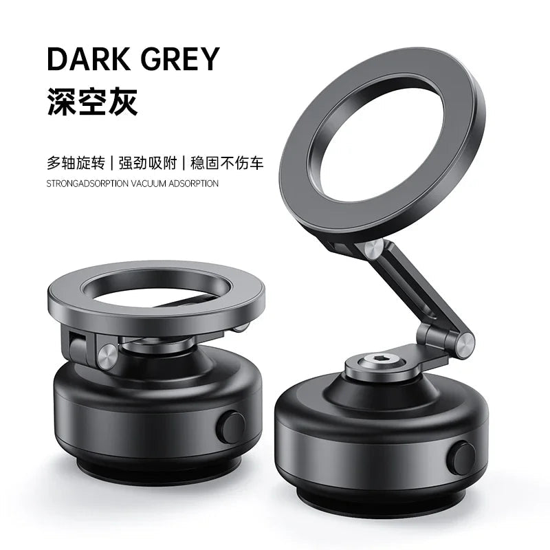 Magnetic Vacuum Adsorption Car Mount – 360° Rotatable Foldable Aluminum Alloy Phone Holder for Smartphones Ezkrea