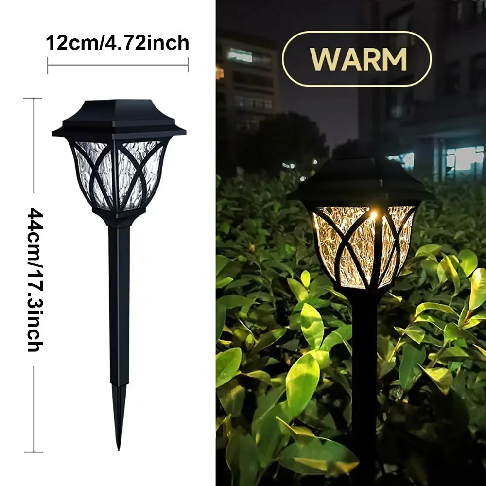 2pcs LED Solar Lawn Lights Outdoor Waterproof Garden Pathway Lamps Warm Light for Villa Courtyard Landscape Decoration Miflame Ezkrea