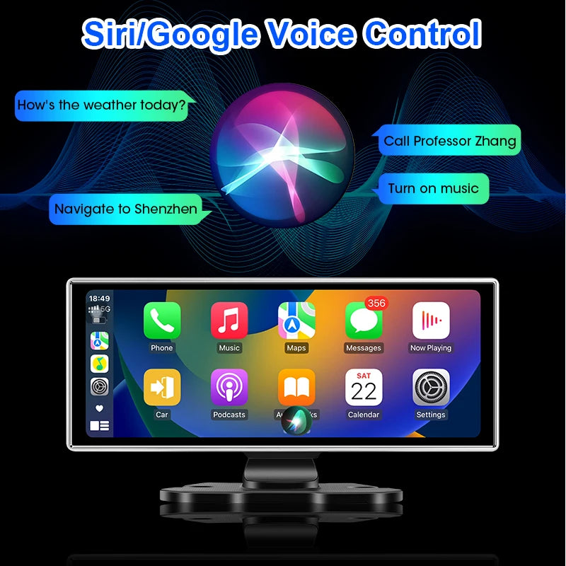 10/11.26 inch Dash Cam 4K Car DVR Wireless Carplay & Android Auto GPS Navigation Video Recorder Dashboard Dual Lens Wifi FM AUX Ezkrea
