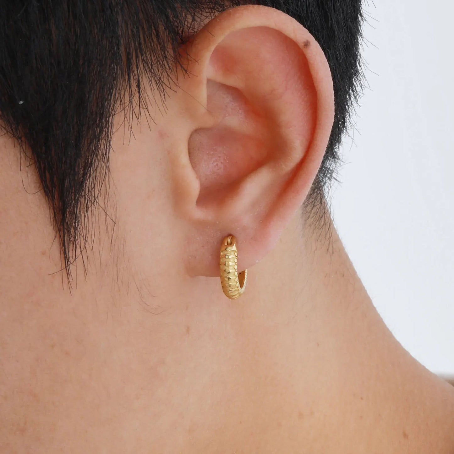 Snake Textured Hoop Earrings for Men, Anti Allergy Stainless Steel Animal Huggies Hoop Earrings,Male Earring Jewelry Gift Ezkrea