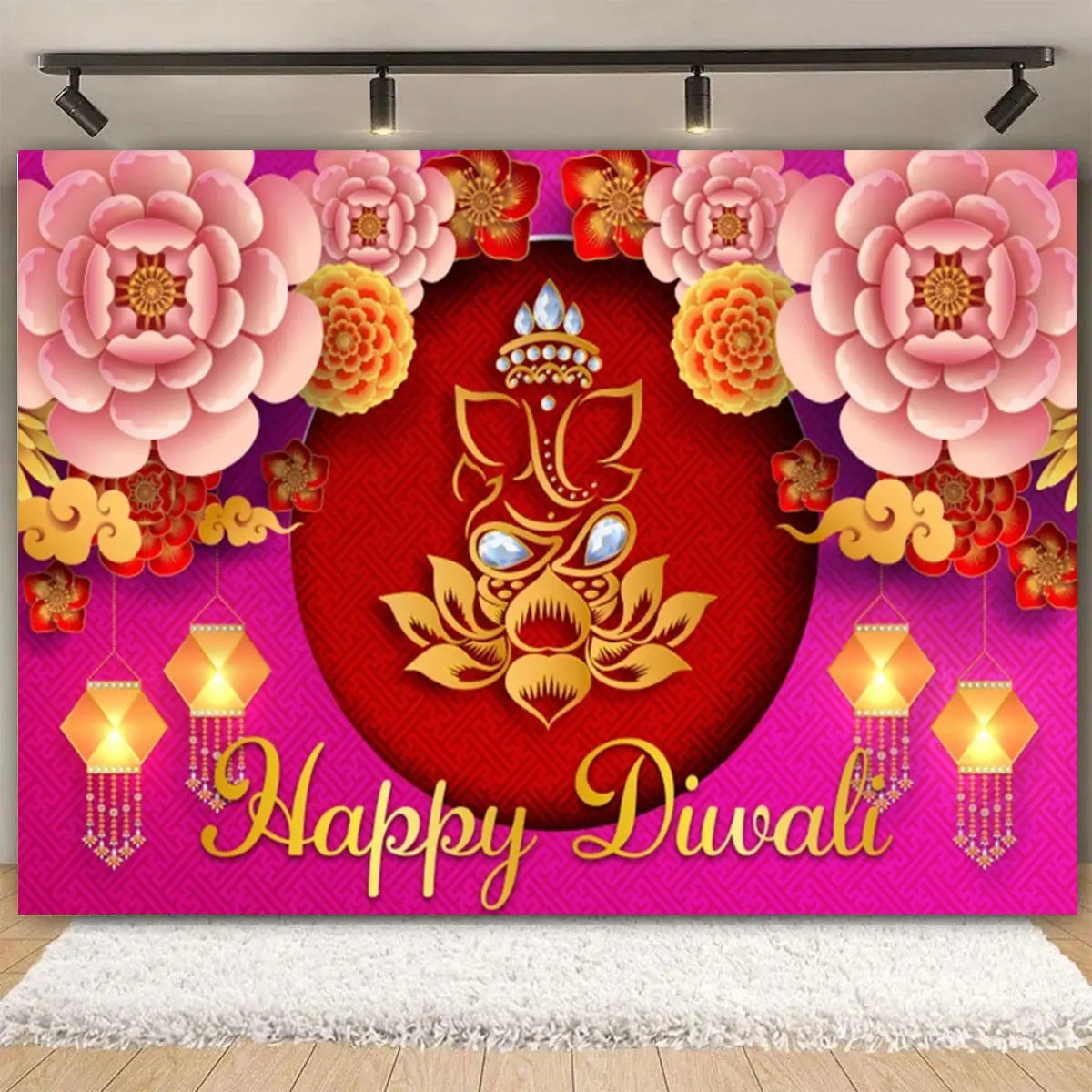 Indian Traditional Backdrop Photo Festival Party Candle Fireworks Mural Hindu Indian Wedding Holi Flower Anniversary Background Ezkrea