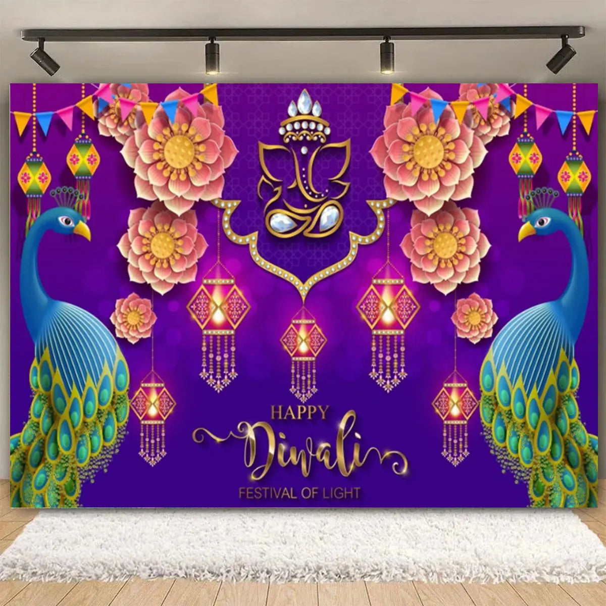 Indian Traditional Backdrop Photo Festival Party Candle Fireworks Mural Hindu Indian Wedding Holi Flower Anniversary Background Ezkrea