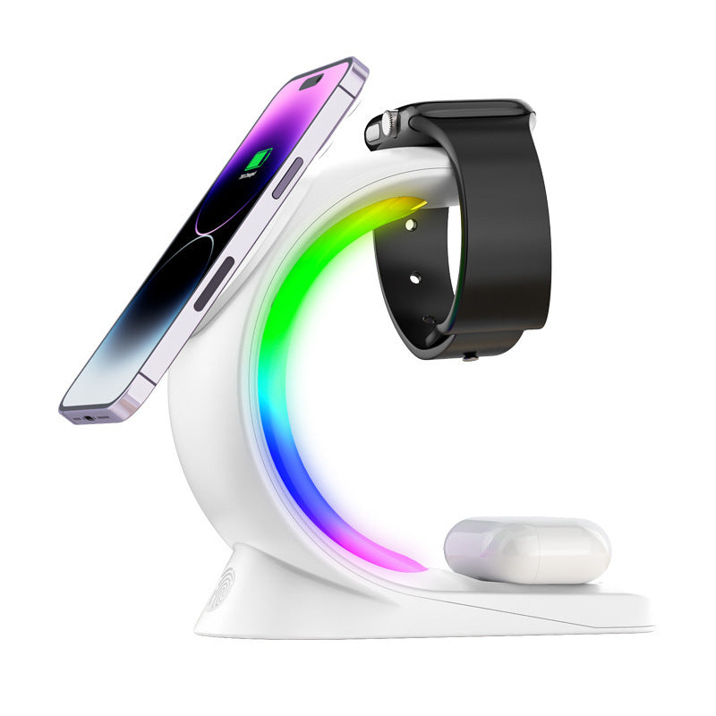 Wireless Charging Station 4-in-1 – Magnetic Fast Charger for iPhone, AirPods Pro & Apple Watch with Ambient Light EZKrea.com